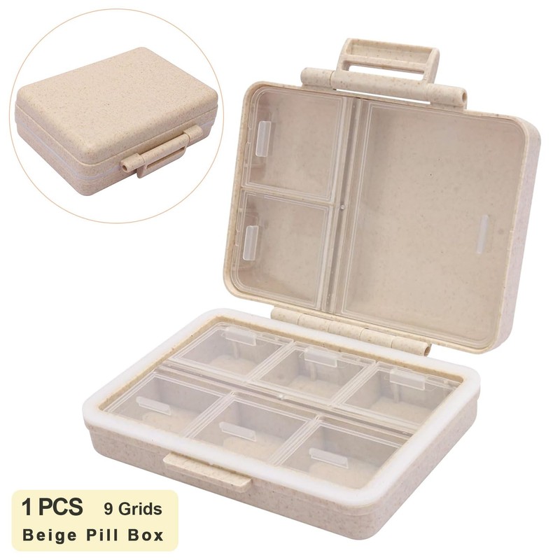 Wopanxye Travel Pill Organizer, 9 Compartments Portable Small Pill Box