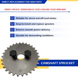 GOLKNHA Camshaft Sprocket Compatible with Honda XR100 XR100R XL100S CRF100F 1981-2013 OEM#14321-436-000 14321-KN4-A60