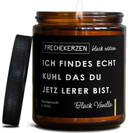 Lustige Duftkerze mit Spruch für Lehrer | Handgemacht aus Sojawachs | In Geschenkbox | Geburtstagsgeschenk | Klassenlehrer, Redakteure, Mathelehrer, Kollegen, Prüfung bestanden |Black Vanilla
