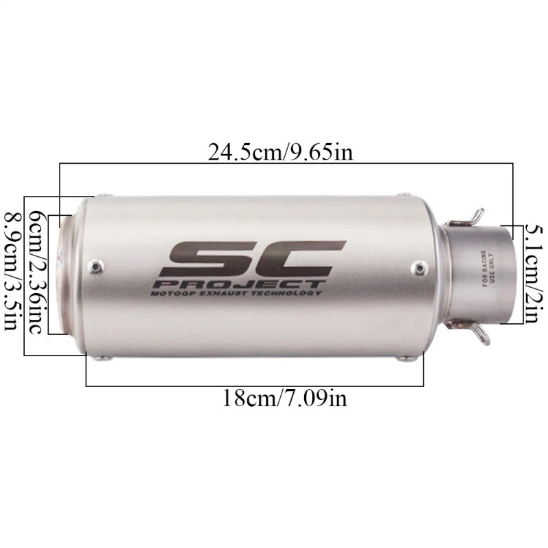 Unbranded Slip-on 51mm 2" Universal Motorcycle Exhaust Muffler Pipe Tail