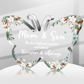 Jetec Mothers Day Gifts Acrylic Mom Birthday Sign Plaque Presents from Daughter Son Grateful Christmas Valentines Birthday Gifts,5.91 x 5.91 x 0.55 Inches (Mom and Son)