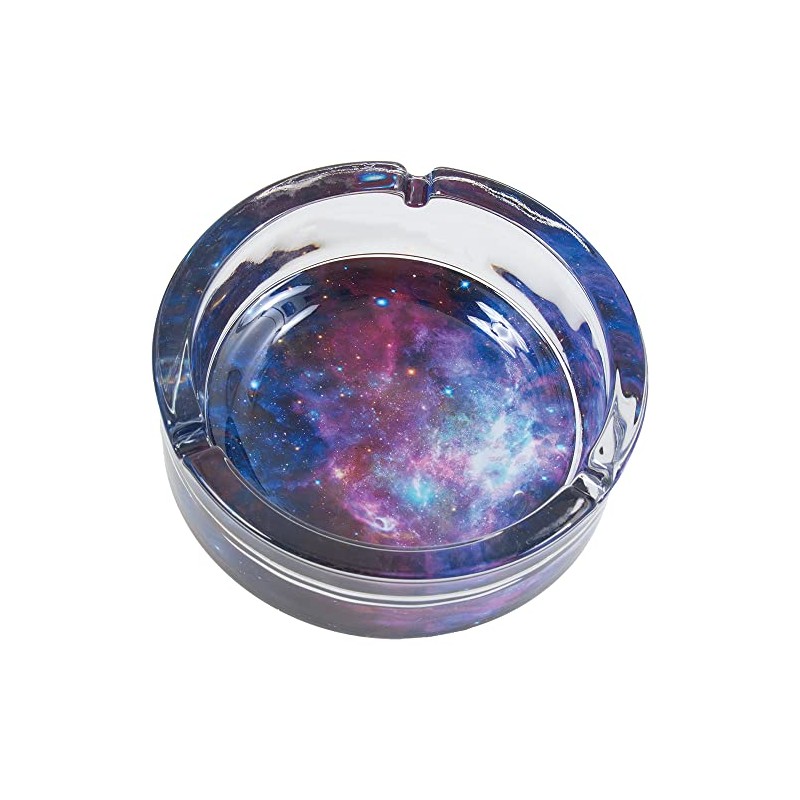 6.0" Extra Large Galaxy Glass Ashtray, Perfect for Smoking Lounges,