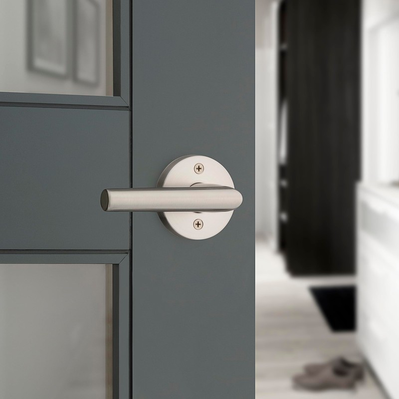 Kwikset Milan Interior Privacy Door Handle with Lock, Door Lever