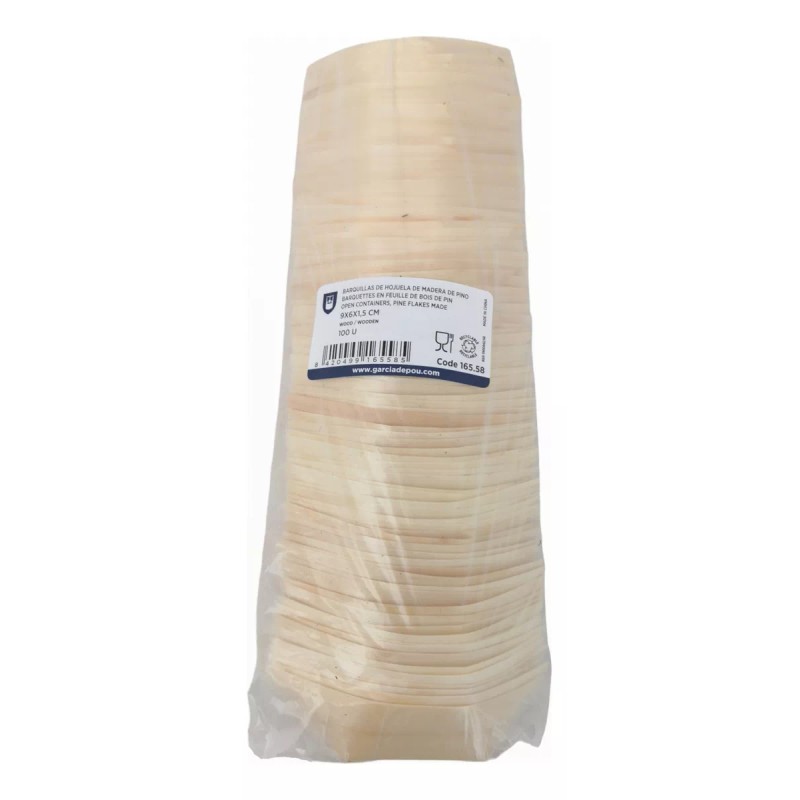 Comecializadora Sesuconsa Barquillas Recipiente Hojuela De Pino 9x6x1.5cm Pack 100pz