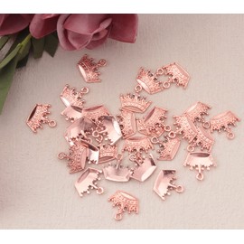 Ruwado 30 Pcs Tiara Charm Mini Metal Vintage Cute Jewelry Pendant for DIY Making Necklace Bracelet Necklace Jewelry Making Crafting Accessories Earring Zippers (Rose Gold)