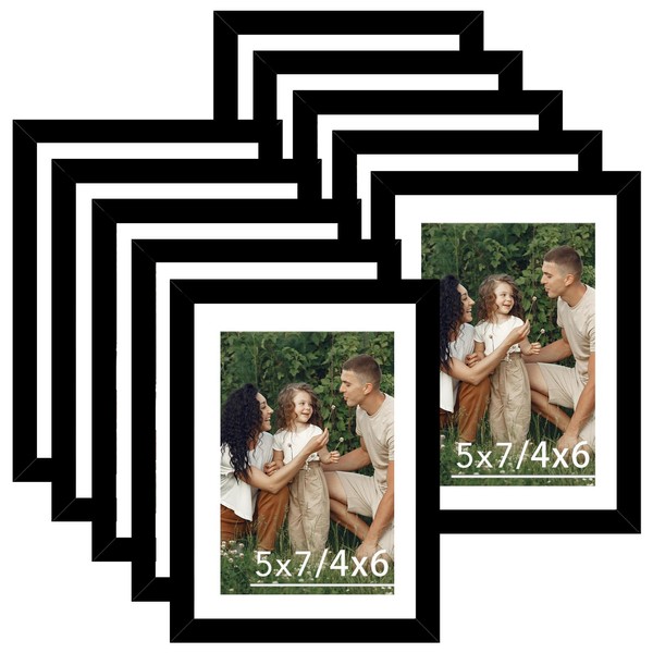 JCJMY 10 Packs 5x7 Picture Frame Bulk, Display 4x6 with