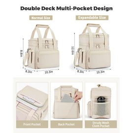 Insulated Lunch Bag & Lunch Box for Men - Double Deck Reusable Lunch Bag for Women Tote Cooler Bag Leakproof Soft Expandable - Large Lunchbox for Work/Adult/Picnic/Outdoor(Camo，15L)