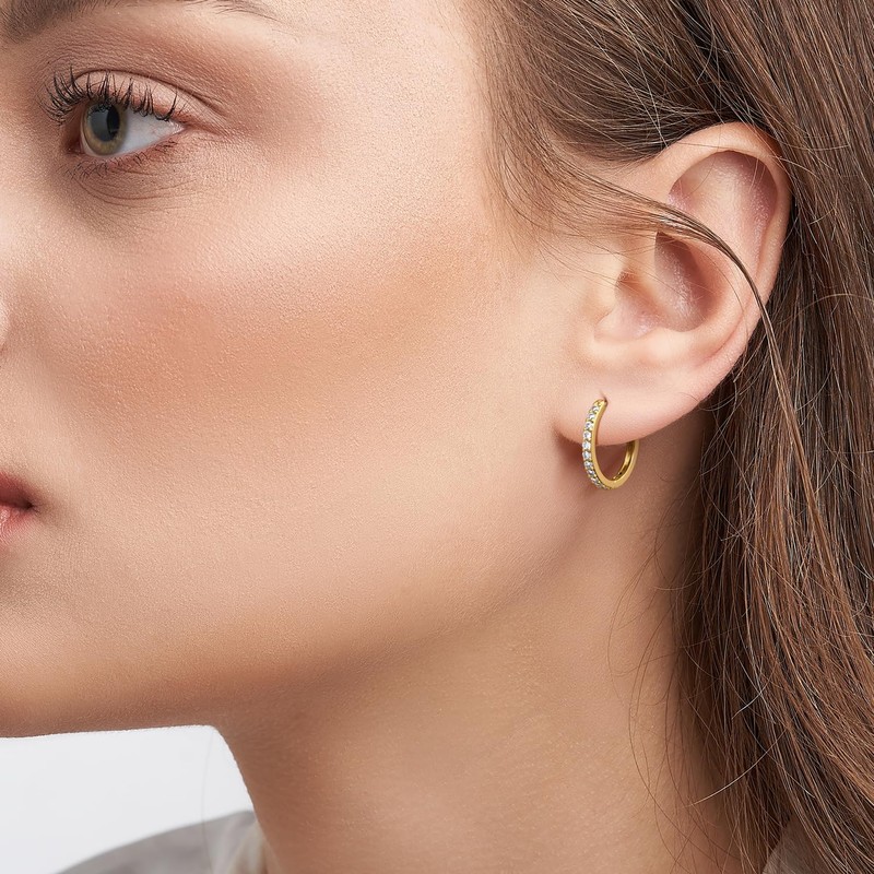 BEAUSPA Gold Hoop Earrings 14K Gold Hoop Earrings for Women