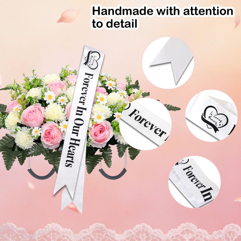 Funeral Sash Memorial Wreath Sash Funeral Ribbon for Wreaths Caskets