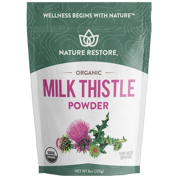 Nature Restore USDA Certified Organic Milk Thistle Seed Powder, 8 Ounces, Non GMO, Gluten Free, Packaged in California