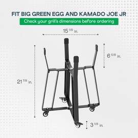 IDZO Grill Rolling Cart for BGE Minimax & Kamado Joe Junior 18", Grill Stand with Heavy-Duty Locking Caster Wheels, Powder-Coated Charcoal BBQ Base, Outdoor Cooking Accessories
