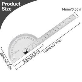 ZAMXHUG Protractor with Ruler - 1 Piece Goniometer Ruler, Stainless Steel Protractor, Goniometer, Protractor with Round Head for Students, Engineer, Architectural Design, Carpentry