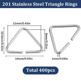 SUNNYCLUE 1 Box 400Pcs Triangle Open Ring Stainless Steel Open Jump Rings Bulk Pinch Clip Bails for Jewelry Making Accessories DIY Earrings Bracelet Necklace Keychain Supplies