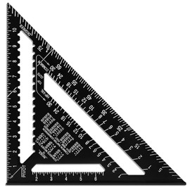 Carpenter Square12 Inch, Aluminum Rafter Square Carpenter for Woodworking, Sturdy Angle Drawing Measuring Ruler, Layout Tool Alloy Triangle Ruler Protractor for Carpentry, Black