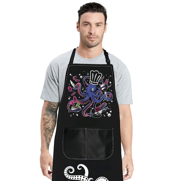 JNIAP Octopus Cooking Apron Octopus Lover Gifts Octopus Kitchen Accessories
