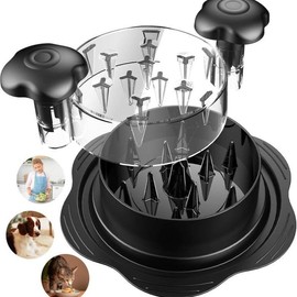 TTZZ Large Chicken Breast Shredder: Twist Design with Brush & Fork, Visible Meat Shredding Machine, Anti-Slip & Ergonomic, BPA-Free, Ideal for Pork, Beef & Chicken - Colour: Chicken separator black