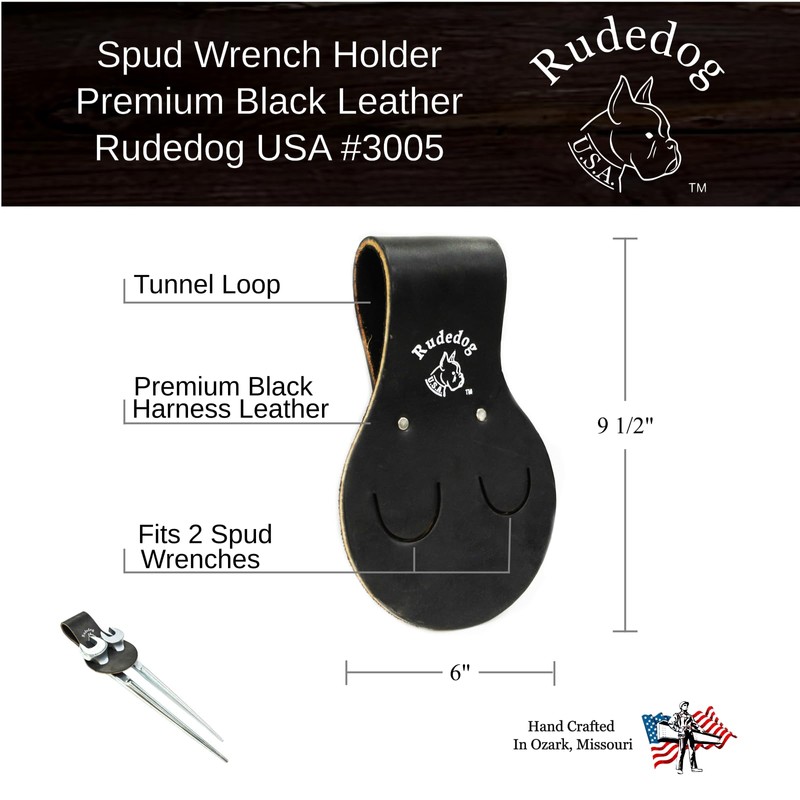 Spud Wrench Holder- Premium Black Leather - Rudedog USA #3005