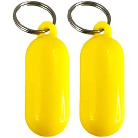 2 Pcs Yellow Boat Floating Keychains, 2.56x0.98in Buoy Float Key Pendant, Oval Shape Plastic Floating Key Ring, Water Sport Accessory for Boating Surfing Rowing Fishing Outdoor Sports,Kayak Hardware