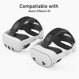 Kuject Design Comfort Head Strap Accessories for Quest 3S/Quest3, Elite Strap Replacement with Adjustable Hinge and Enlarged Head Support, Gaming Christmas Birthday Gifts for Teen Boy Men Boyfriend
