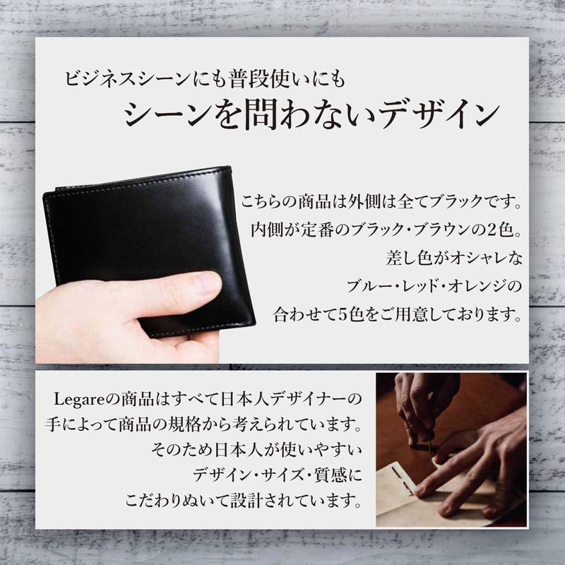 [Legare] with Hidden Pockets, Genuine Leather, Bifold Wallet, Many Pockets