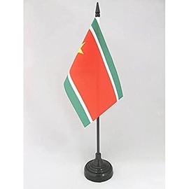 Guadeloupe Independentist Table Flag 4'' x 6'' - Guadeloupean Desk Flag 15 x 10 cm - Black plastic stick and base - Drapeau Guadeloupe indépendant AZ FLAG