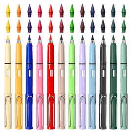 Swify Magic Pencil Set, 12 Pieces Eternal Inkless Pencil with Built-in Eraser and 24 Replacement Tips, Reusable, No Sharpening, Gift for Children
