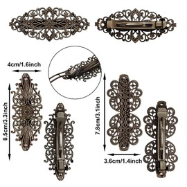 Geyoga 6 Pieces Vintage Hair Barrettes for Women Retro Flower French Pearl Crystal Rhinestones Clips Hair Pins for Women Styling Accessories(Elegant Style)