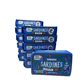 Sea Tales Pilchard Sardines in Extra Virgin Olive Oil with Chili - Gluten Free - MSC Certified Sustainably Wild Caught Non-GMO Seafood - 4.2 oz tray (pack of 12)