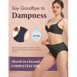 AIRCUTE Washable Women Urine Incontinence Underwear Leak Proof Panties for Postpartum Bladder Leak with 50 ml Absorbency 3 Pack (1 Black-2 Beige, M)