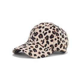 Nanwansu Adjustable Baseball Cap Leopard Print Hat Cotton Sunhat Headwear Outdoor Shade Sports Cap Beige