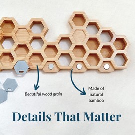 Decorative Key Holder For Wall - Honeycomb Magnetic Key Hooks For Wall, Heavy Duty Key Organizer Wall Mount, Multi Key Hanger For Wall, Keys Holder, Wood Key Rack For Wall, Modern Key For Wall
