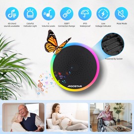 Aigostar Wireless Bell with RGB Light, IP55 Waterproof Outdoor Door Bell Set, 5 Volume Levels, 60 Melodies, 150 m Range, 1 Bell Push Button and 1 Receiver, Black