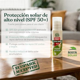 Maya Solar. Bloqueador Solar Ingredientes Naturales SPF 50+ 3 Piezas, Protección UVA/UVB de 98%, Resistente al Agua y Sudor, Natural y Seguro para Océanos - Aceptado en Ecoparques (75 ml c/u - 225 ml)