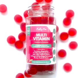 Womens Multivitamins, Tasty Strawberry Multivitamin Gummies, Women's Wellbeing All Ages, Multi Vitamin A B6 B12 C D E, Inositol, Folic Acid, Biotin, Hormone Harmony, Plus Pregnancy Vitamins for Women