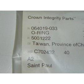 Crown  New Crown Integrity 064019-033   O Ring  forklift part