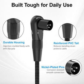 HOSONGIN Right Angle XLR Cable, Adjustable-Angle Male to Straight Female 1FT - 2 Pack