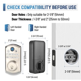 LOCSMART Fingerprint Door Lock, Keyless Entry Door Lock, Electronic Keypad Deadbolt, Biometric Smart Locks for Front Door, Auto Lock, Anti-Peeking Password, Easy Install, (Silver)