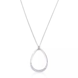 Unbranded Rhodium Plated Crystal Teardrop Necklace