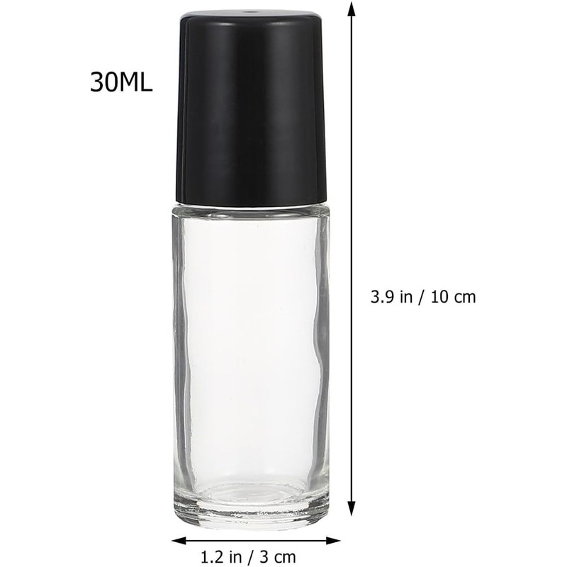 Juroicessry 2Pcs Black 30ML Clear Empty Glass Essential Oil Roller
