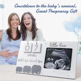 Baby Scan Photo Frames, Baby Sonogram Picture Frame with Countdown Weeks Calendar Pregnancy Announcement Ideas Baby Announcement Gifts, Mummy to be Gifts
