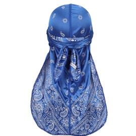 Trifong Durag Glossy Fabric Du-rag Pirate Bandana, Hip Pop, Dance, Wave Cap, Durag, Hiphop Costume, Dance Costume, Rapper, Breakdance, Dancer, Bandana Cap, Hair and Scalp, Protection, Breathable,
