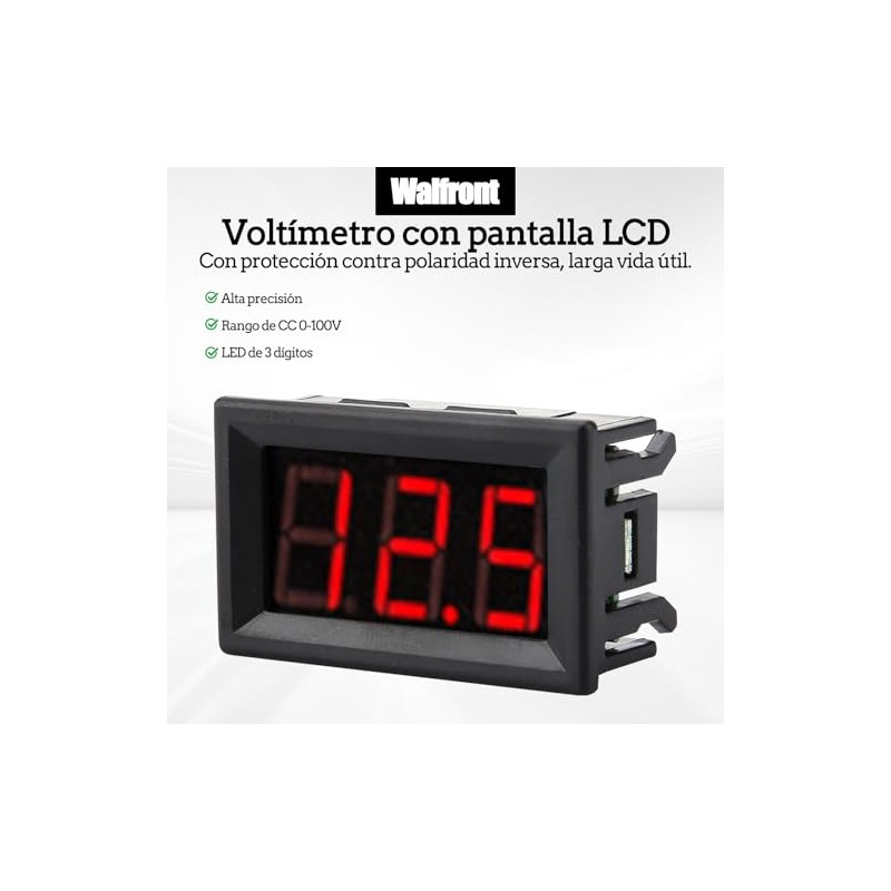 Volt?metro Digital Led 0,56 Pulgadas con Protecci?n Inversa Dc 0-100