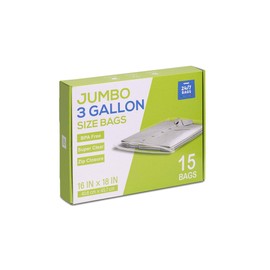 15 Count - Large Plastic Zip Bags, 3 Gallon Size (16" x 18"), Jumbo Storage Bags, 3 Mils, Food-Contact Safe, BPA-Free, Ideal for Seasonal Items, Clothes, Moving, and Other Storage Needs