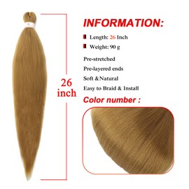 Beyond Beauty 8 Packs Black Pre Stretched Braiding Hair Synthetic Yaki EZ Braiding Coi Leray Braids Knotless Braiding Hair Extensions Pre Stretched Hot Water Setting Crochet Braids 26Inch(#27)