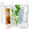 18.5oz Glass Cups with Lids and Straws - Set of