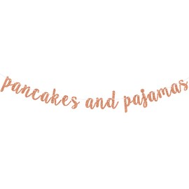Betalala Pancakes and Pxjamas Banner - Pancakes Banner for Girls Pxjama Themed Party Decorations, Pancakes and Pxjamas Birthday Party Backdrops Rose Gold Glitter.