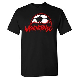 Washington DC Soccer Skyline Men's Fan T-Shirt (Black Shirt,M)