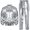 Halfchet Men's Metallic Jacket and Pants Set Jacket Men Straight