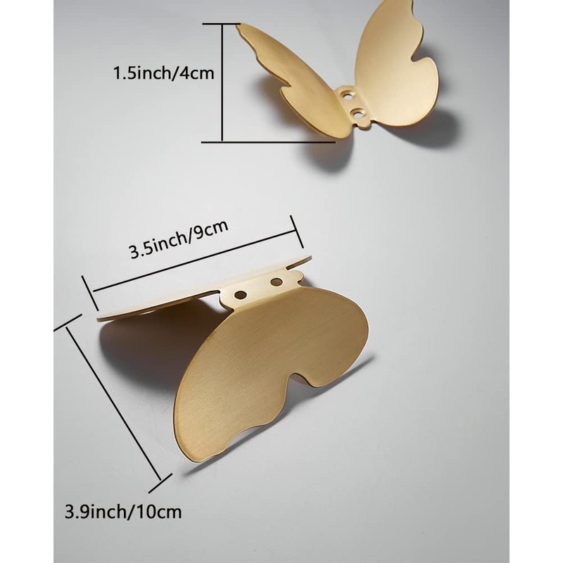 Primst 3PCS Brass Butterfly Hooks with Screws, Decorative Wall Mounted