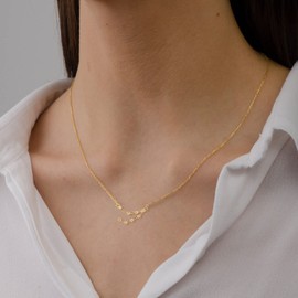 2Pcs Zodiac Necklace 12 Constellation Necklace CZ Astrology Zodiac Star Necklace Birthday Gifts with Message Card (Aries)